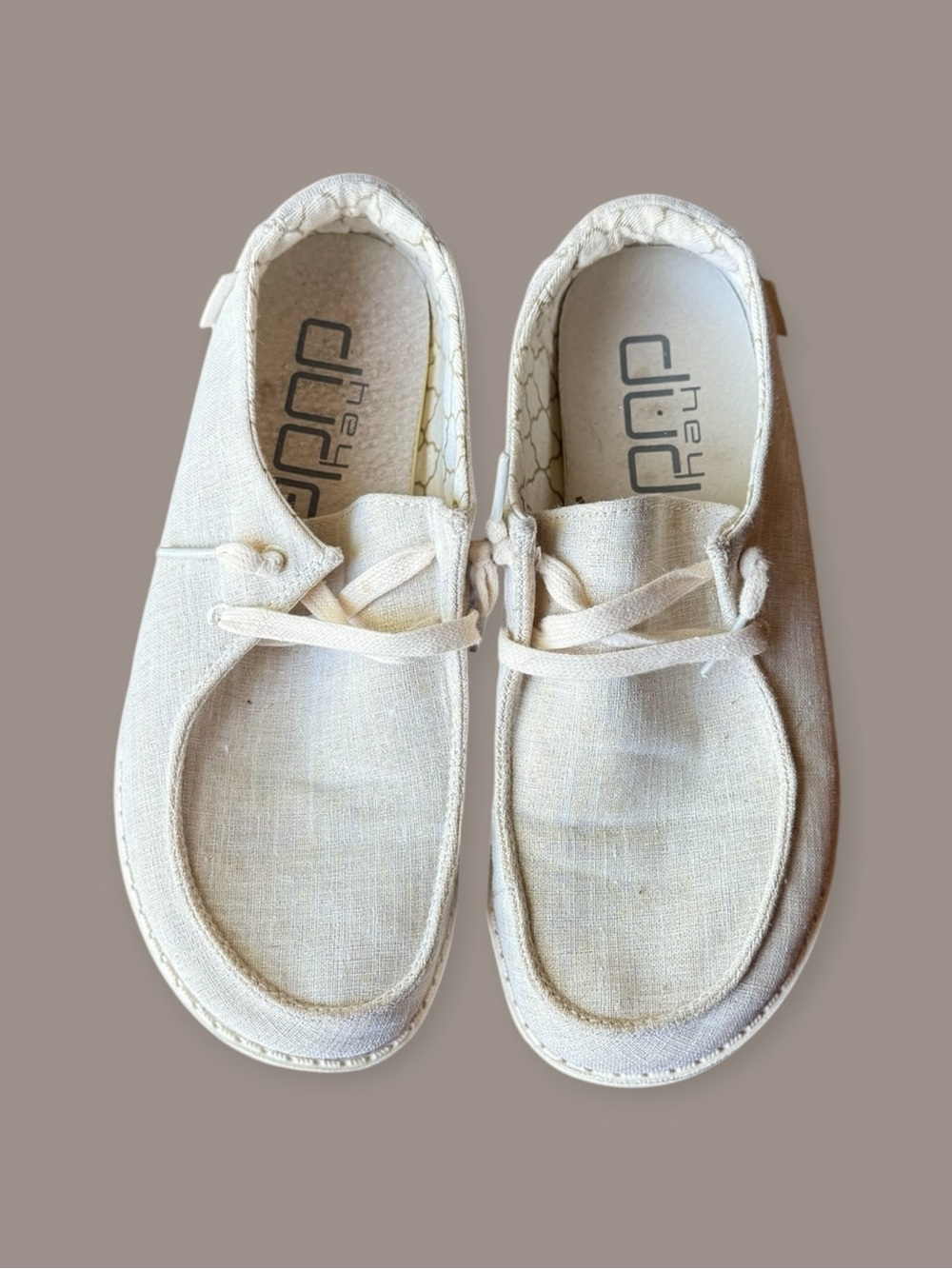 Hey Dude Natural Canvas Slip-On Sneakers in Beige